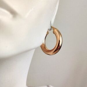 Gold over Silver 925 Puffed Hoops Earrings